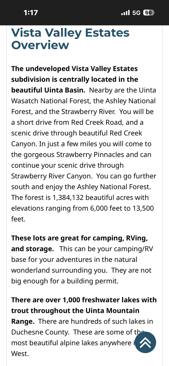 Parcel Lot B-226 Unit D Vista Valley Estates 0.19 AC, Duschesne County, UT