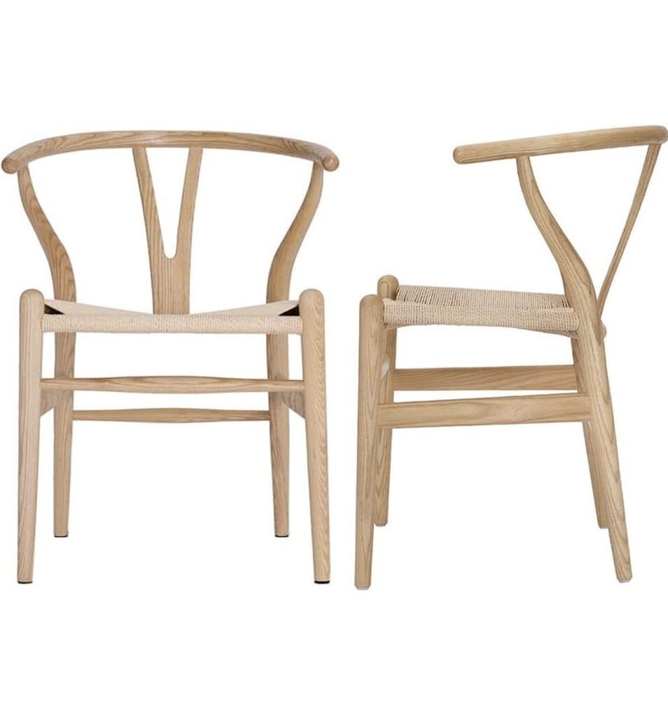Set Of 2 Wishbone Y Chairs-Natural Finish