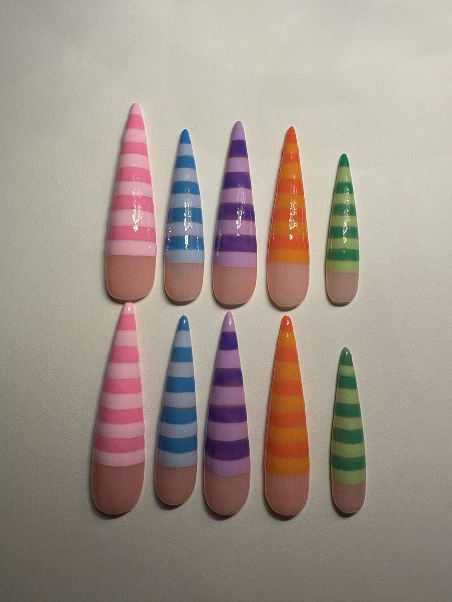 Handmade Press-On Nails - Various Styles (Stiletto, Square) - Set of 10
