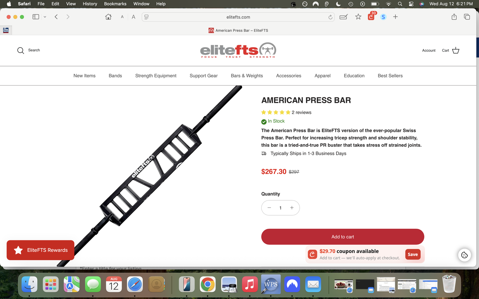 Elite FTS American Press Bar