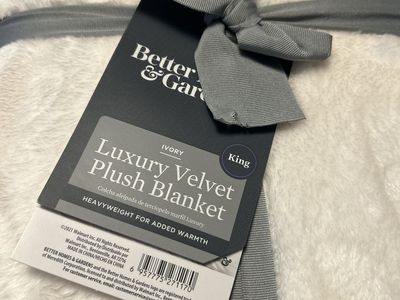Better Homes & Gardens Luxury Velvet Plush Blanket Ivory King Size
