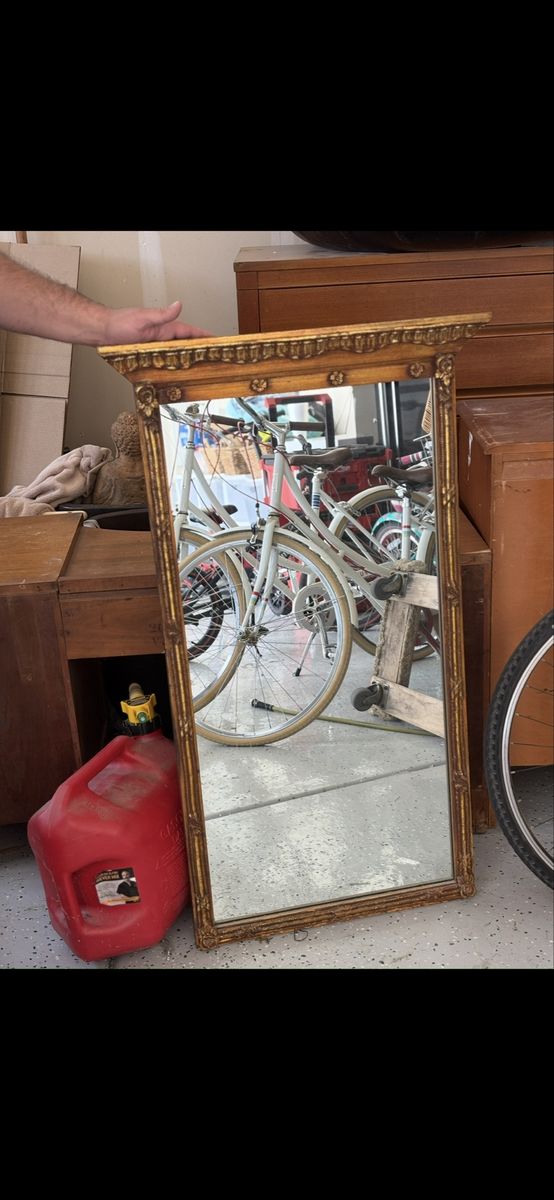 Vintage Gold Ornate Wall Mirror, French Victorian Style, Decorative Frame, 36" x 20"