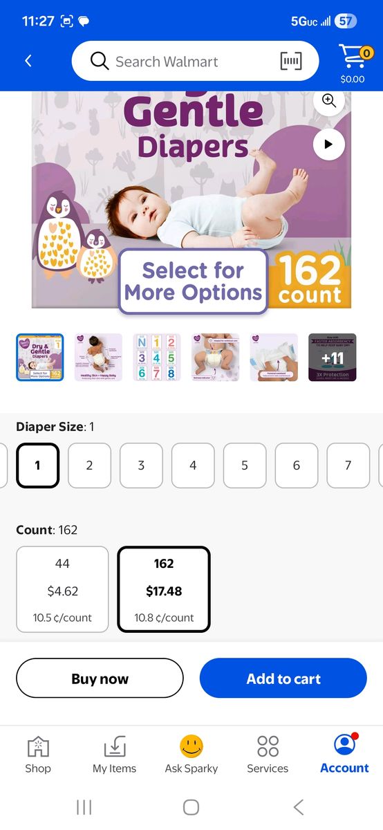 Diapers size 1
