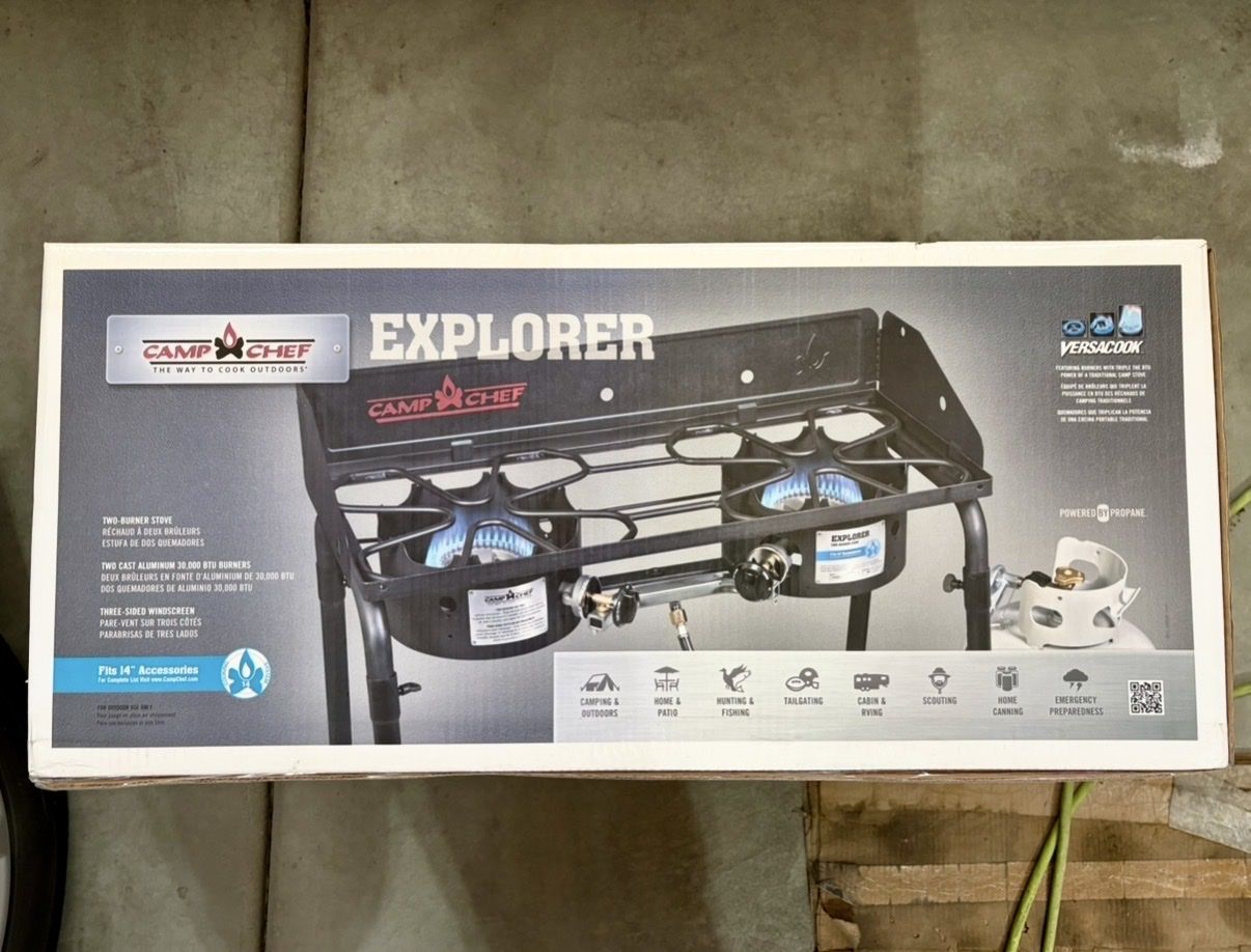 Camp Chef Explorer 2-Burner Propane Stove Bundle w/ Artisan Oven & Spatulas - New!