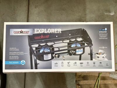 Camp Chef Explorer 2-Burner Propane Stove Bundle w/ Artisan Oven & Spatulas - New!