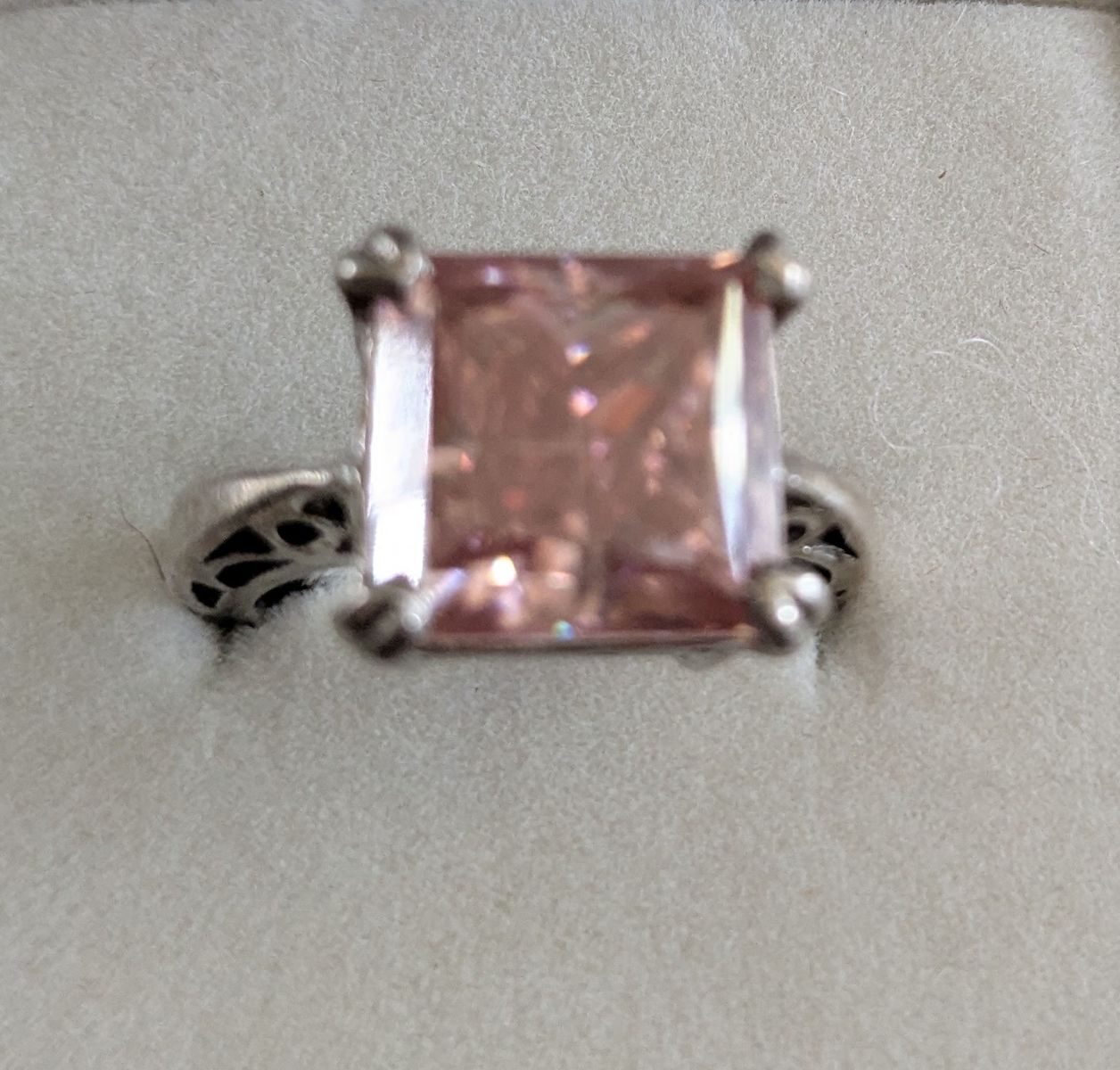 7.6 ct pink princess cut diamond ring