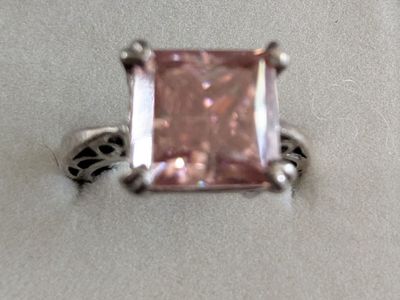 7.6 ct pink princess cut diamond ring
