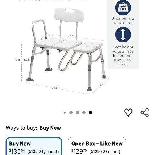 Drive Medical Splash Defense Tub Transfer Bench, White, 400 lbs Capacity, Adjustable Height