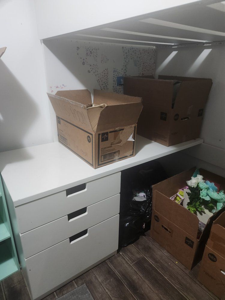 Smastad white IKEA twin loft bed with desk