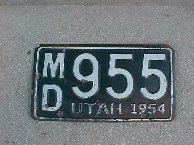 1954 single utah license plate
