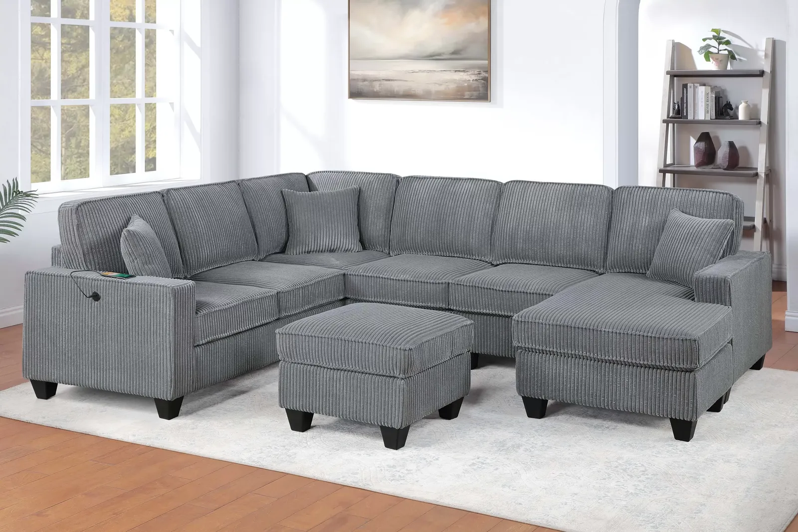 NEW SECTIONAL with OTTOMAN and PILLOWS - NEW IN BOX
