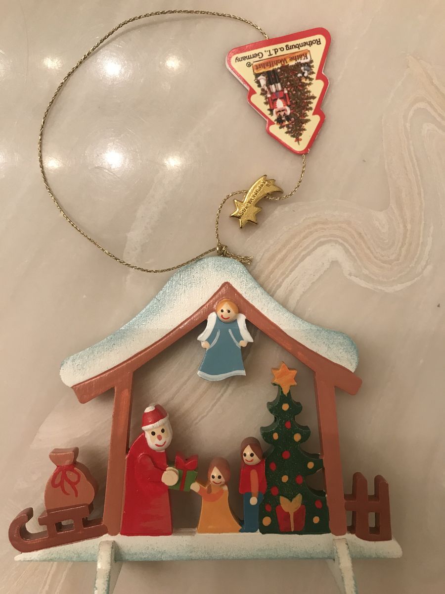 KATHE WOHLFAHRT Santa Christmas Ornament Rothenburg Germany Tags Wood nativity angel star tree