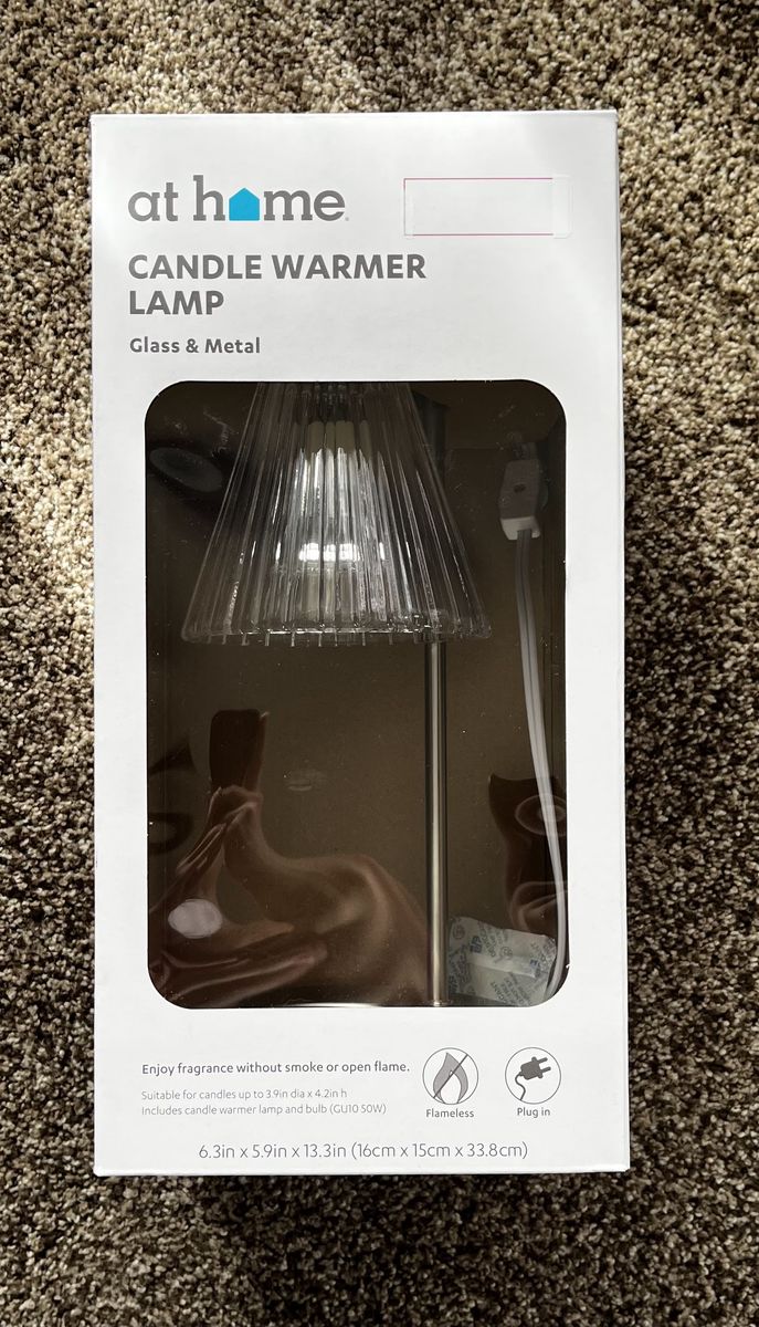 At Home Glass & Metal Candle Warmer Lamp - Flameless Fragrance
