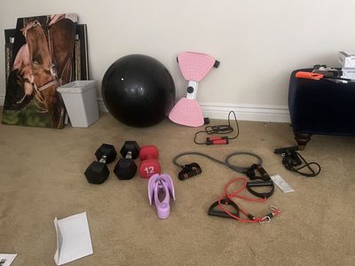 Assorted Fitness Equipment Bundle with Exercise Ball Dumbbells and Resistance Bands