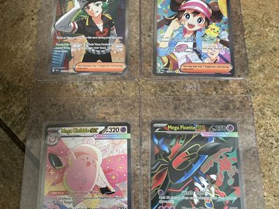 Pokémon TCG Cards: Team Rocket's Proton, Rosa's Encouragement, M Clefable EX, M Floette EX - Full Art Trainer & EX Cards