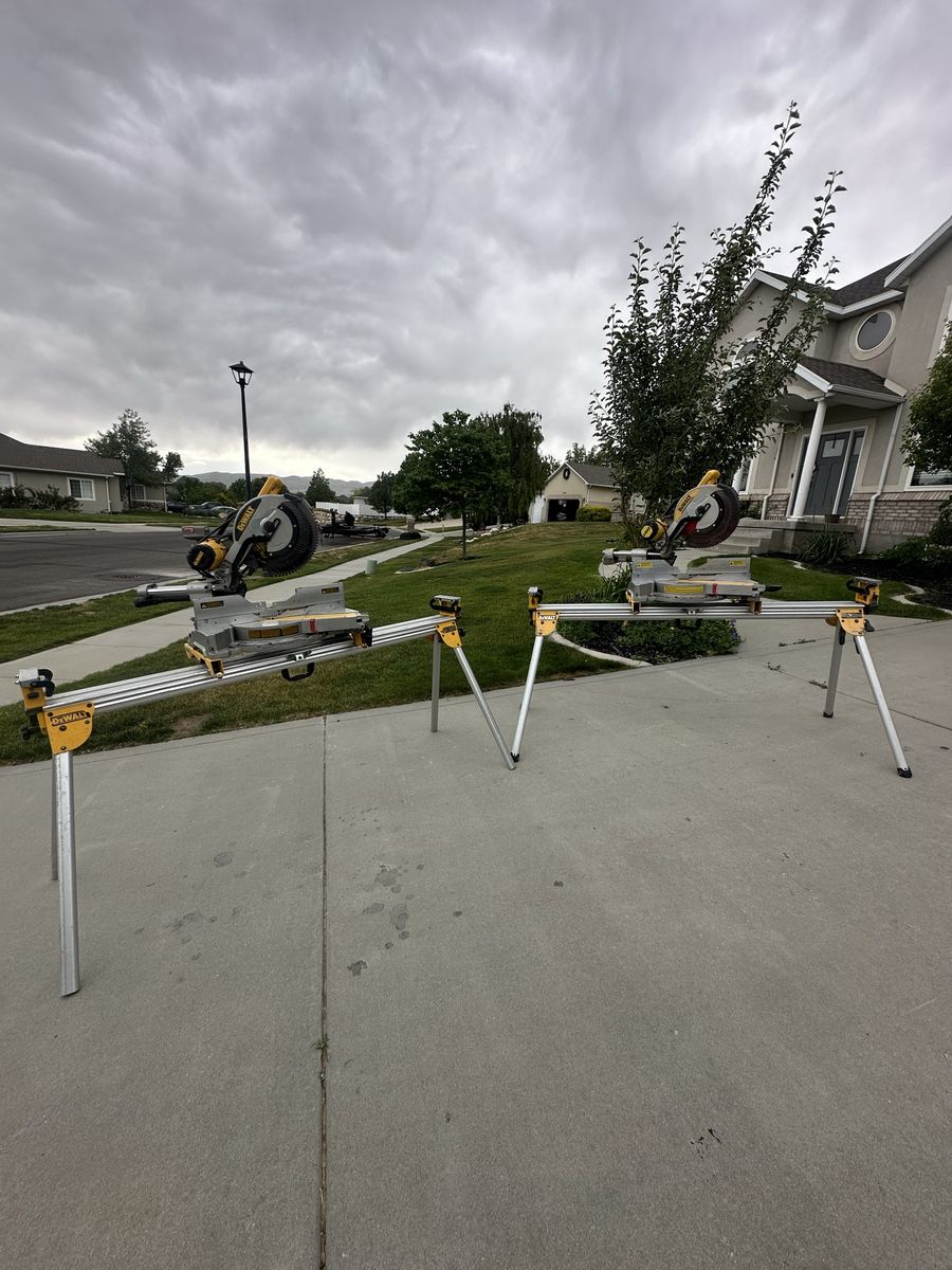 Pair of Dewalt Miter Saws With Stand
