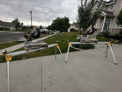 Pair of Dewalt Miter Saws With Stand