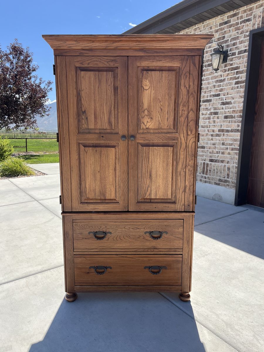 Solid Oak Armoir Cabinet
