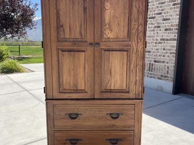 Solid Oak Armoir Cabinet
