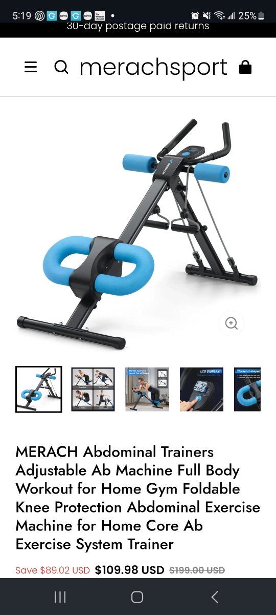 MERACH Adjustable Ab Machine Full Body Workout Home Gym Core Trainer Foldable Knee Protection System