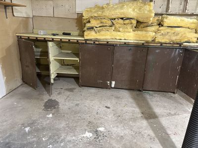 Vintage plywood garage cabinets