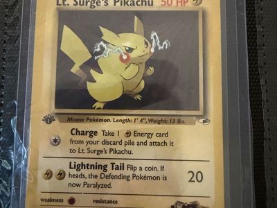 1st Edition Lt. Surge's Pikachu #81/132 Gym Heroes Pokémon Card
