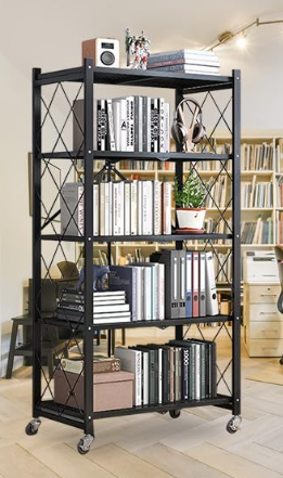 New - Storage Shelves 5-Tier Garage Shelving Unit, Heavy Duty Storage Rack w/ Wheels, 2 Pack