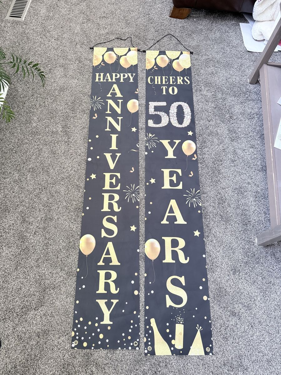 50th wedding anniversary decorations black and gold