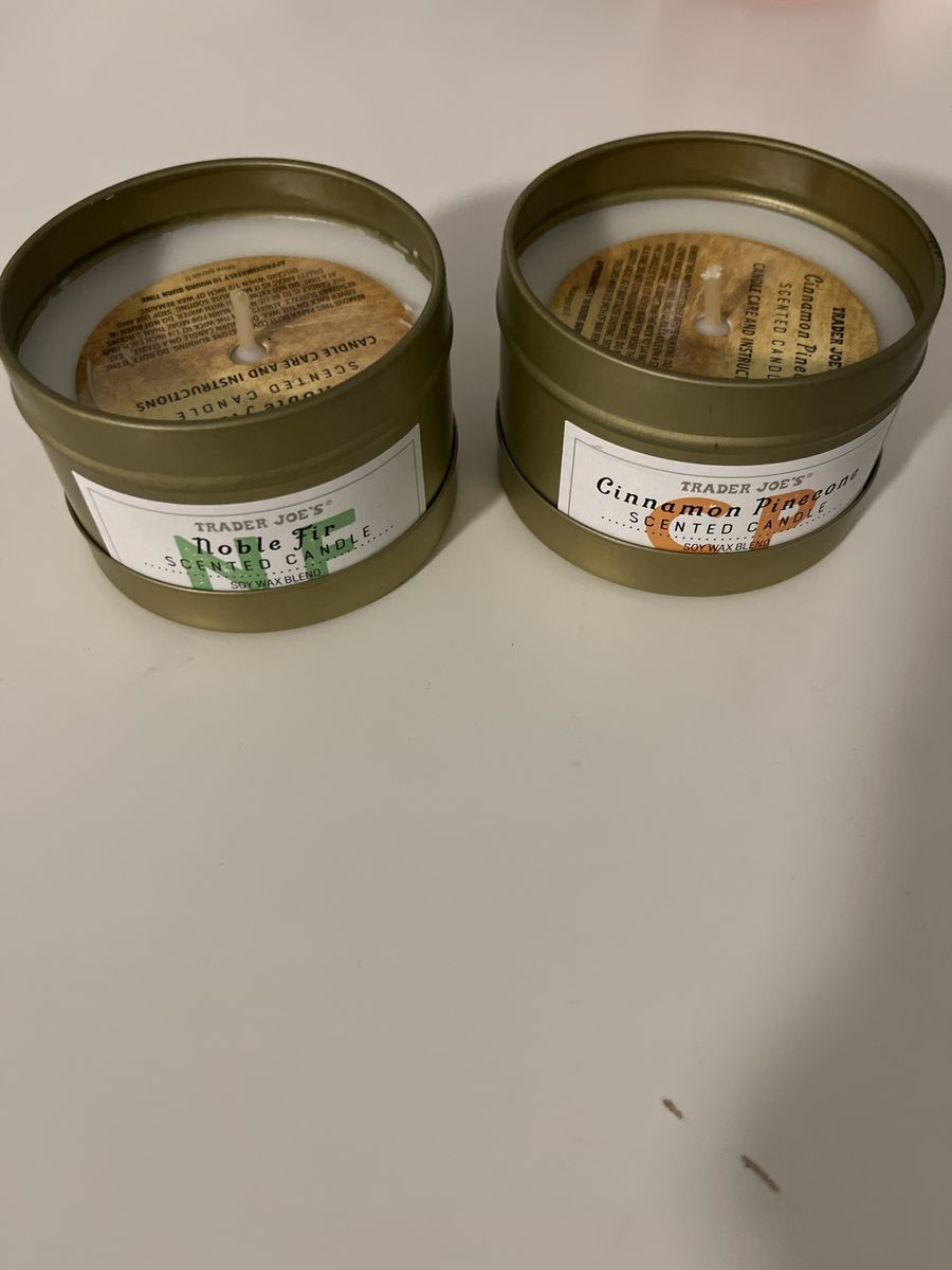 Trader Joe's Scented Candles 3 oz Tin Set - Noble Fir & Cinnamon Pinecone