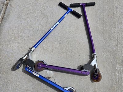 2 Razor Kick Scooters - Blue & Purple