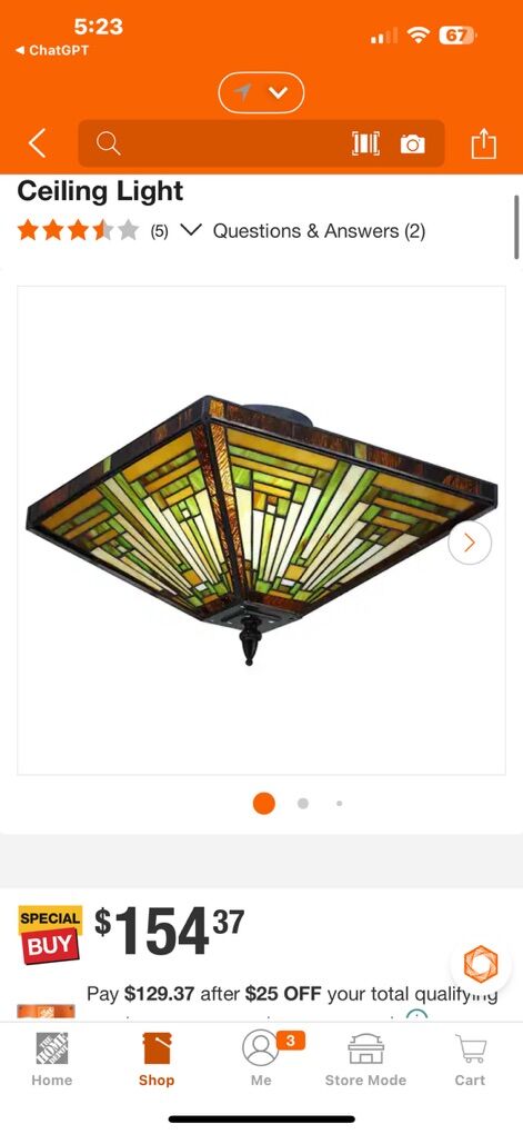 New Tiffany-style Stained Glass Ceiling Light