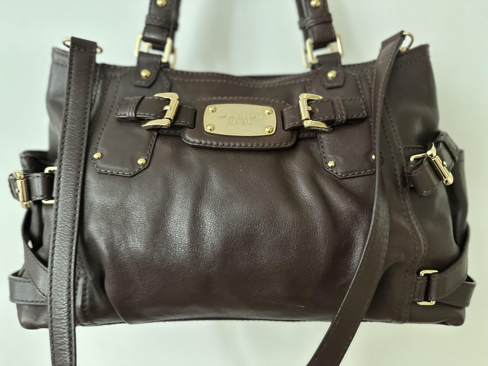 Michael Kors Chocolate Brown GANSEVOORT Satchel Leather Purse