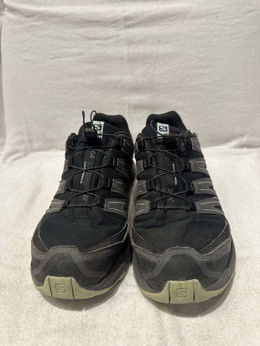Salomon men’s size 10 XA Comp 8 black textile WP trail shoes with corded laces