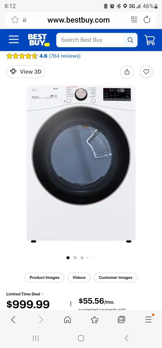 Brand new LG  7.4 C.F. Gas Dryer, free delivery