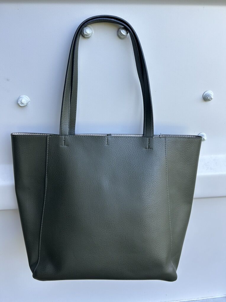 Reversible, Dark Green GunMetal Large Tote Bag