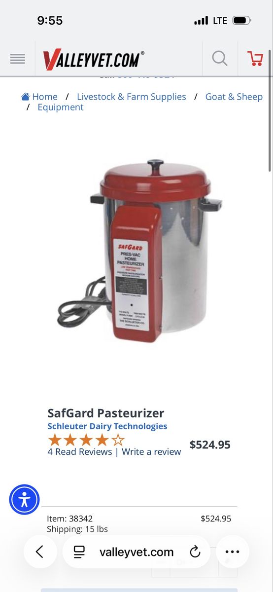 Brand new Valley Vet Pasteurizer