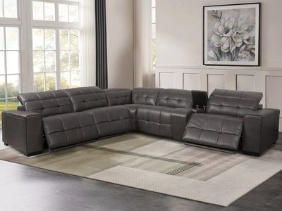 Ivy 6-Piece Leather Power Reclining Sectional