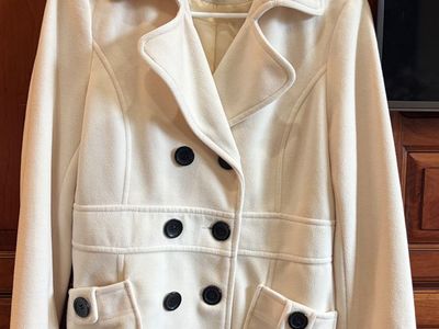 Forever 21 Cream Off-White Double-Breasted Peacoat Jacket Size Large