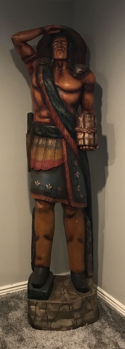 VINTAGE CARVED WOODEN CIGAR STORE INDIAN | 6' 10-1/2"