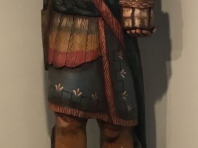 VINTAGE CARVED WOODEN CIGAR STORE INDIAN | 6' 10-1/2"