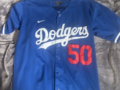 Nike Dodgers Mookie Betts #50 Blue MLB Baseball Jersey Men's Size S (Small)
