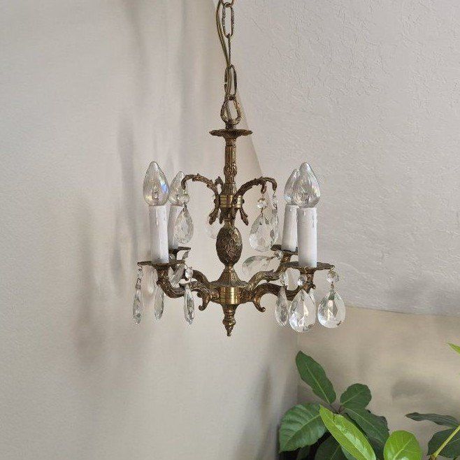 Brass & Crystal Mini Chandelier