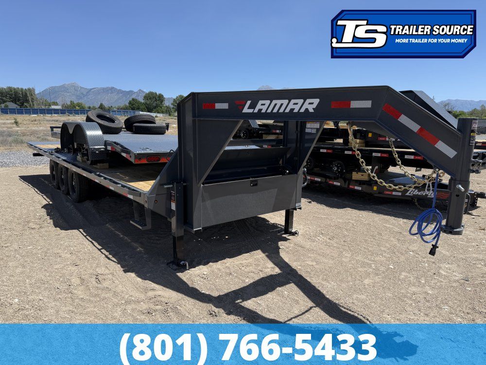8.5x26 Lamar FA Gooseneck Deckover Tilt Trailer - 21K GVWR - Winch Plate