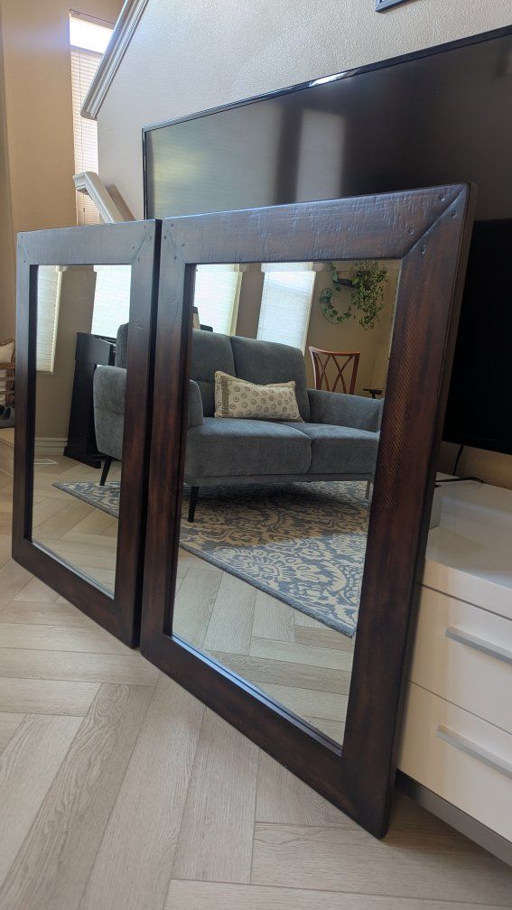 Pottery Barn Benchwright Wood Wall Mirrors 30" x 42" (Set of 2)