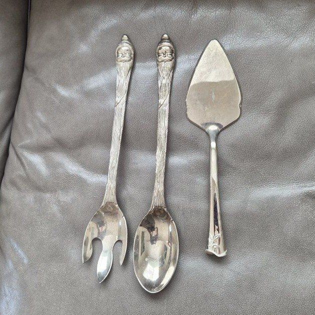 Vintage Silver Plated Serving Utensil Set - Cake Server, Spoon, and Fork