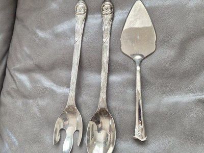 Vintage Silver Plated Serving Utensil Set - Cake Server, Spoon, and Fork