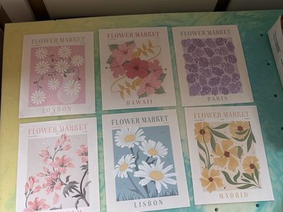 Flower Market Canvas Wall Art Prints Set of 9 Travel Botanical Poster Decor 8x10