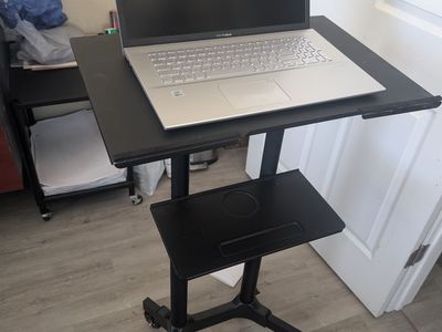 Desk, stand up for laptop