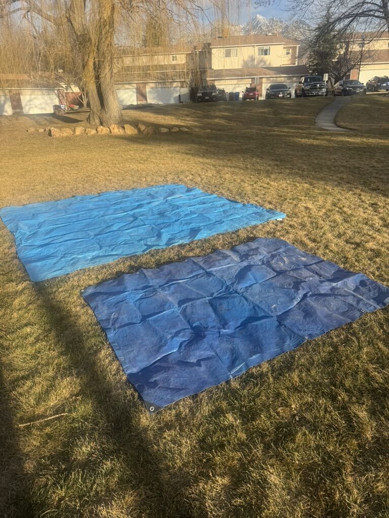 3x Tarps Small Medium and Large Blue Black