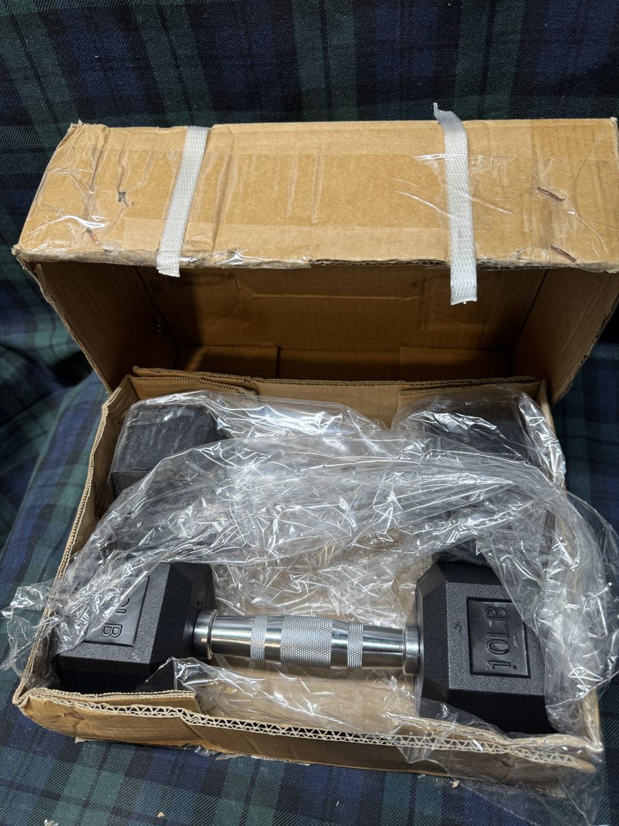 Barbell Rubber Coated Hex 10 Lb Dumbbell set